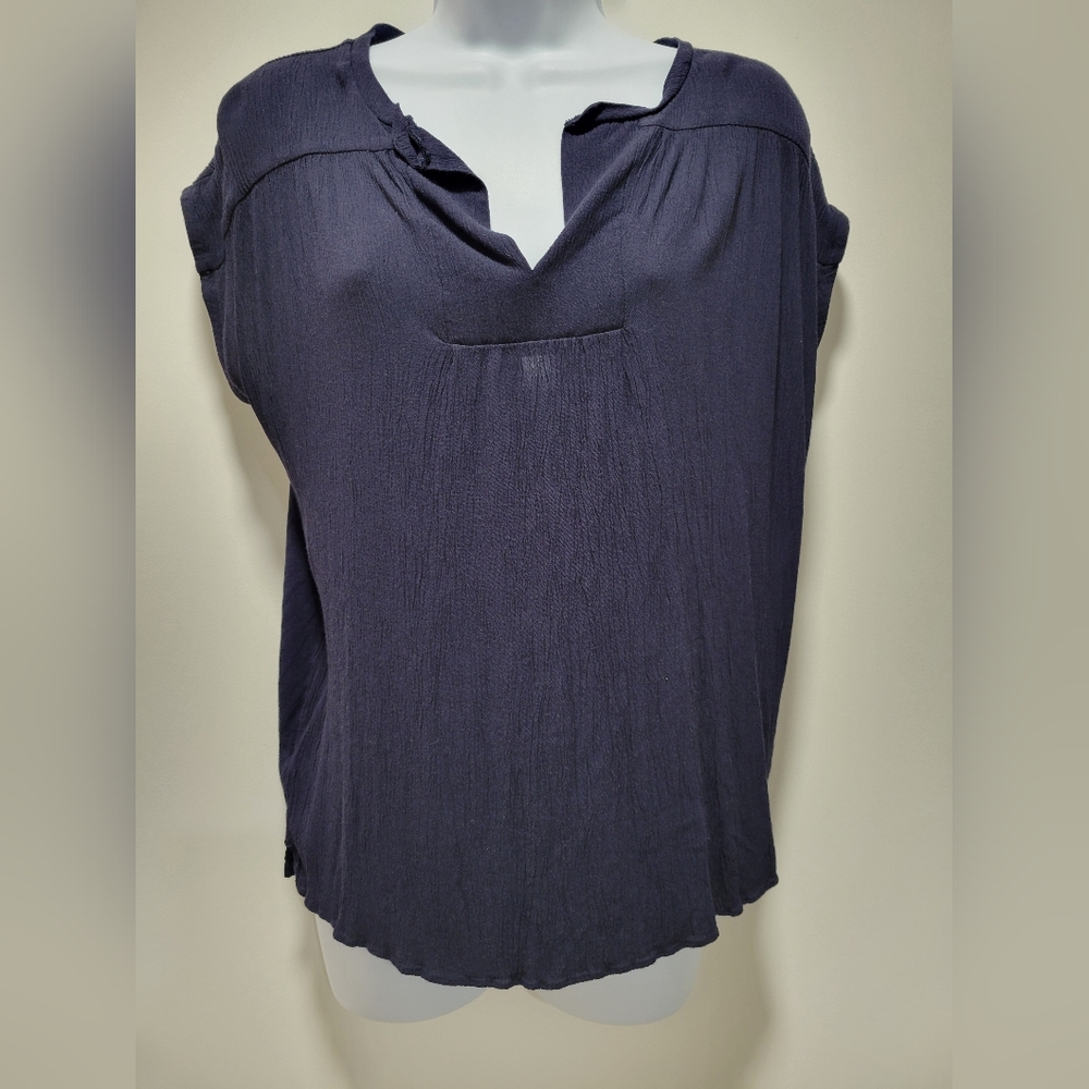 Loft Dark Blue Casual Shirt V neck - Medium, Womens
